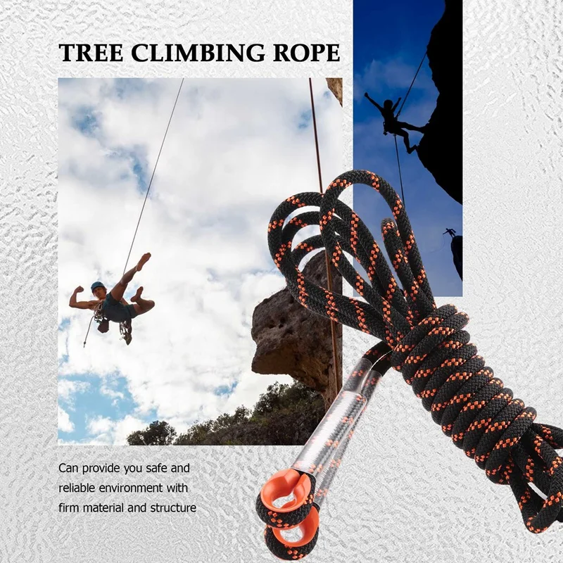 Tree Rock Climbing Cord, Outdoor Safety Hiking Rope, Sling de segurança de alta resistência, Rapel Rope, 5m, 8 mm Espessura