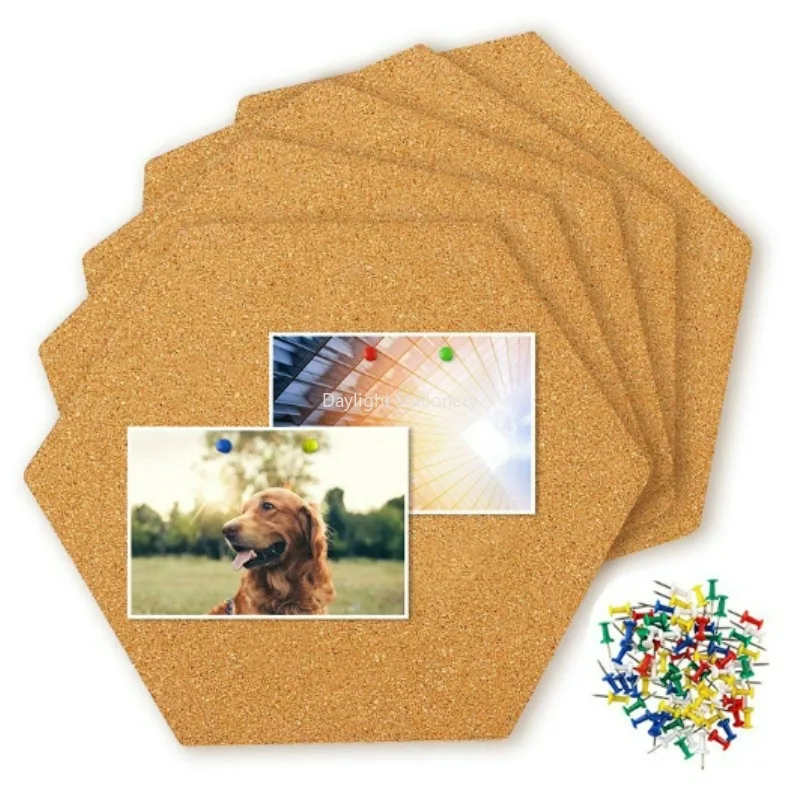 4/8Pcs Innovative Equilateral Hexagon Cork Stickers DIY Decorative Postcard Wall Cork Board Bulletin Board Message Board