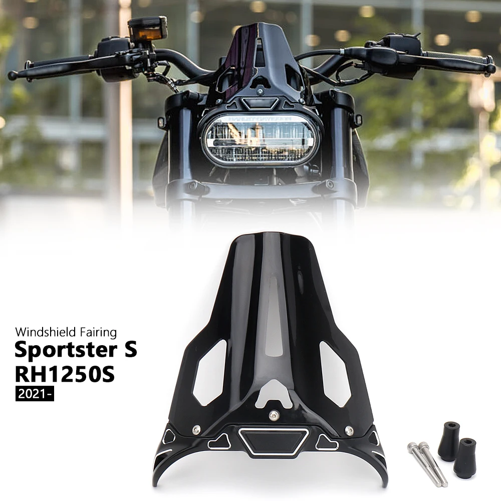 

New For SPORTSTER S RH1250S Motorcycle Accessories Sport Windshield Windscreen PC Black For Sportster S 2021 2022 2023