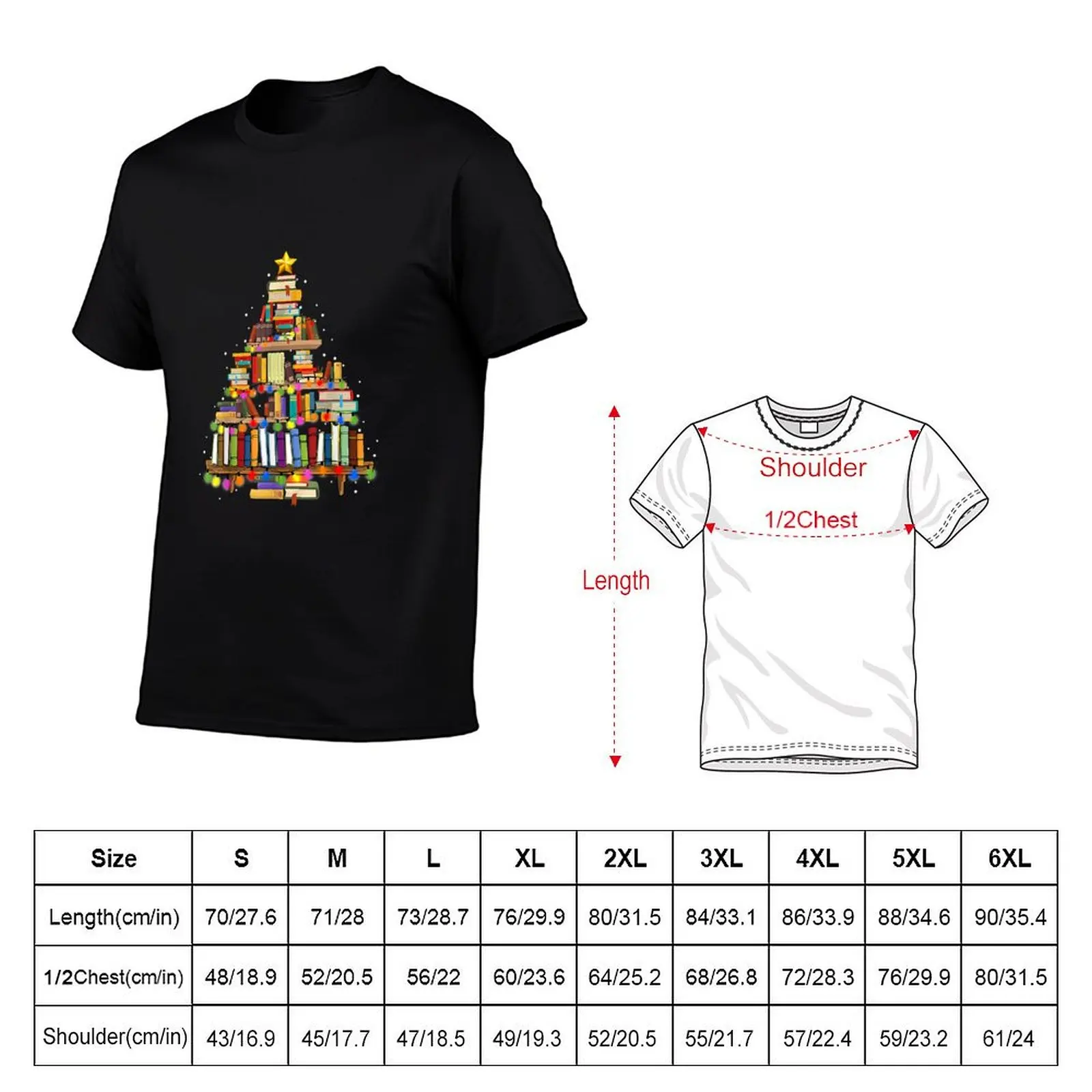 Christmas Library Tree Librarian Book T-Shirt funny t shirts dark humor t shirts for man pack cotton t shirts designer T-Shirt