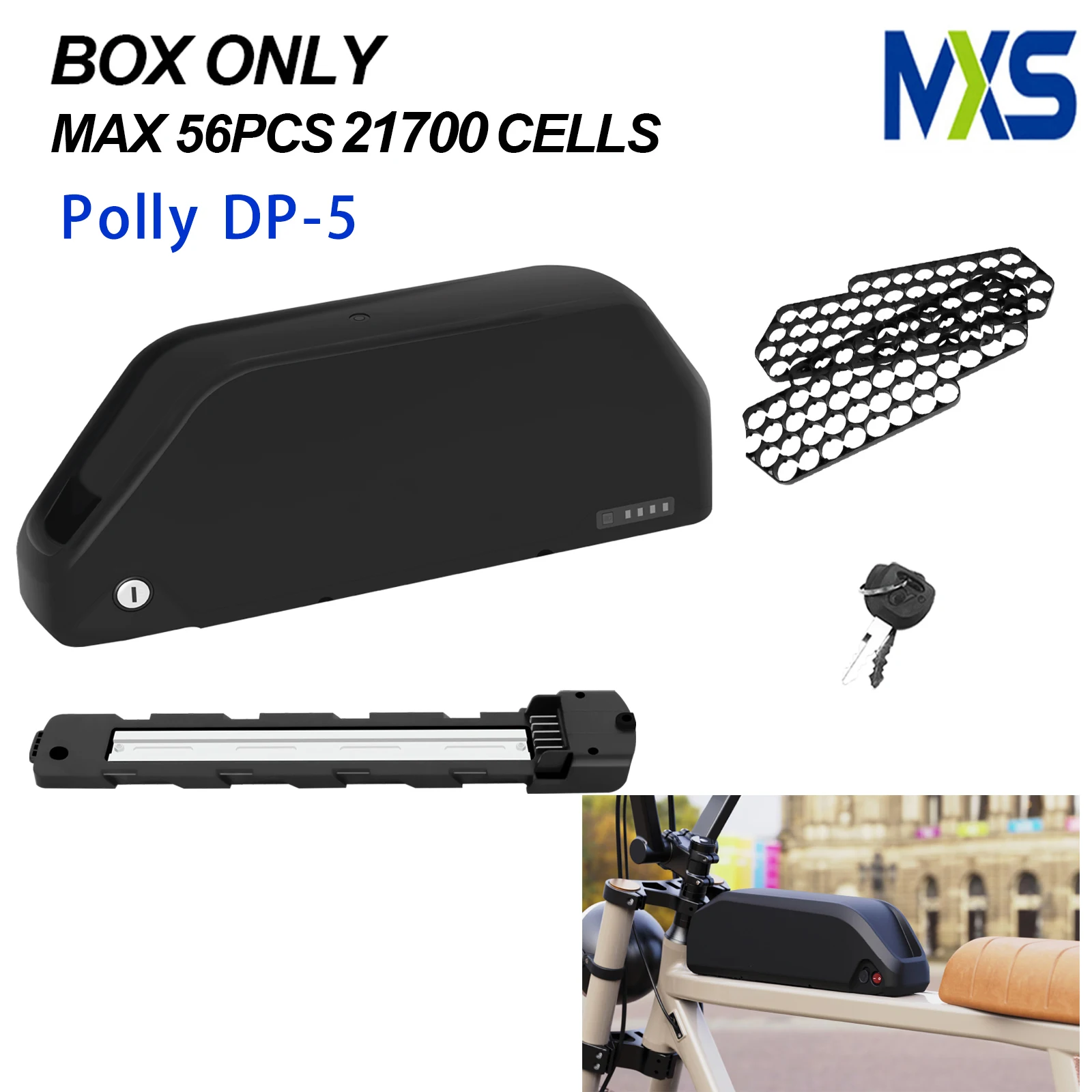 

MAX 56pcs 21700 Cells Polly Battery Case EBike Battery Box Ebike Downtube Case with Battery Holder