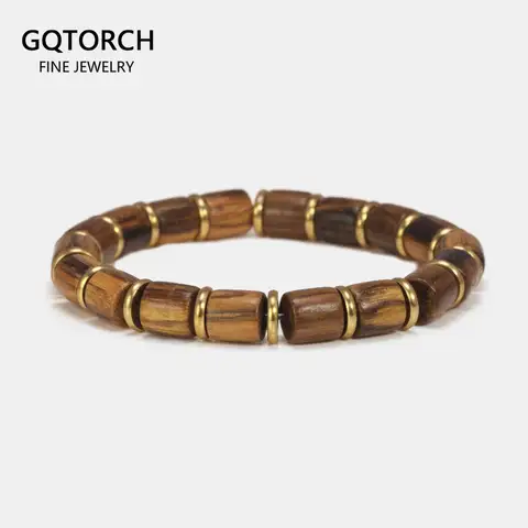Prawdziwa naturalna drewniana bransoletka z koralików Nanmu mężczyźni ręcznie robiona tybetańska budda ręcznie sznurek beczka różaniec modlitwa bransoletka z koralików