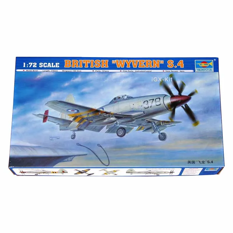 Trumpeter 01619 1/72 Scale British Westland WY Wyvern S4 Shipboard Fighter Aircraft Plastic Assembly Model Building Kit Toy Gift