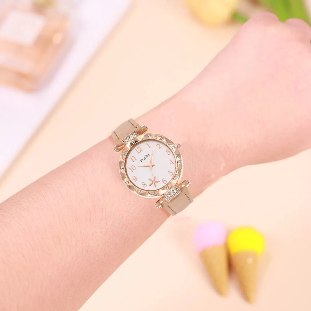 5PCS Set Fashion Women Business Watches Simple Ladies Dress Leather Quartz Watch Womens Bracelet Wristwatch Relogio Feminino