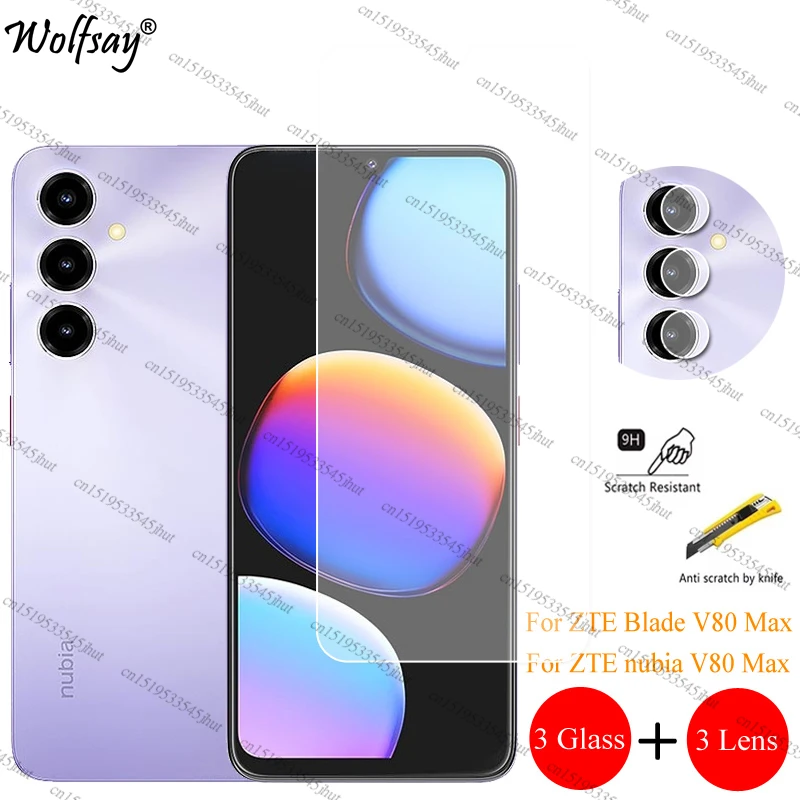 Protector de lente de cámara para ZTE Blade V80 Max, Protector de pantalla para ZTE Nubia V80 Max, cristal frontal transparente para ZTE Blade V80 Max