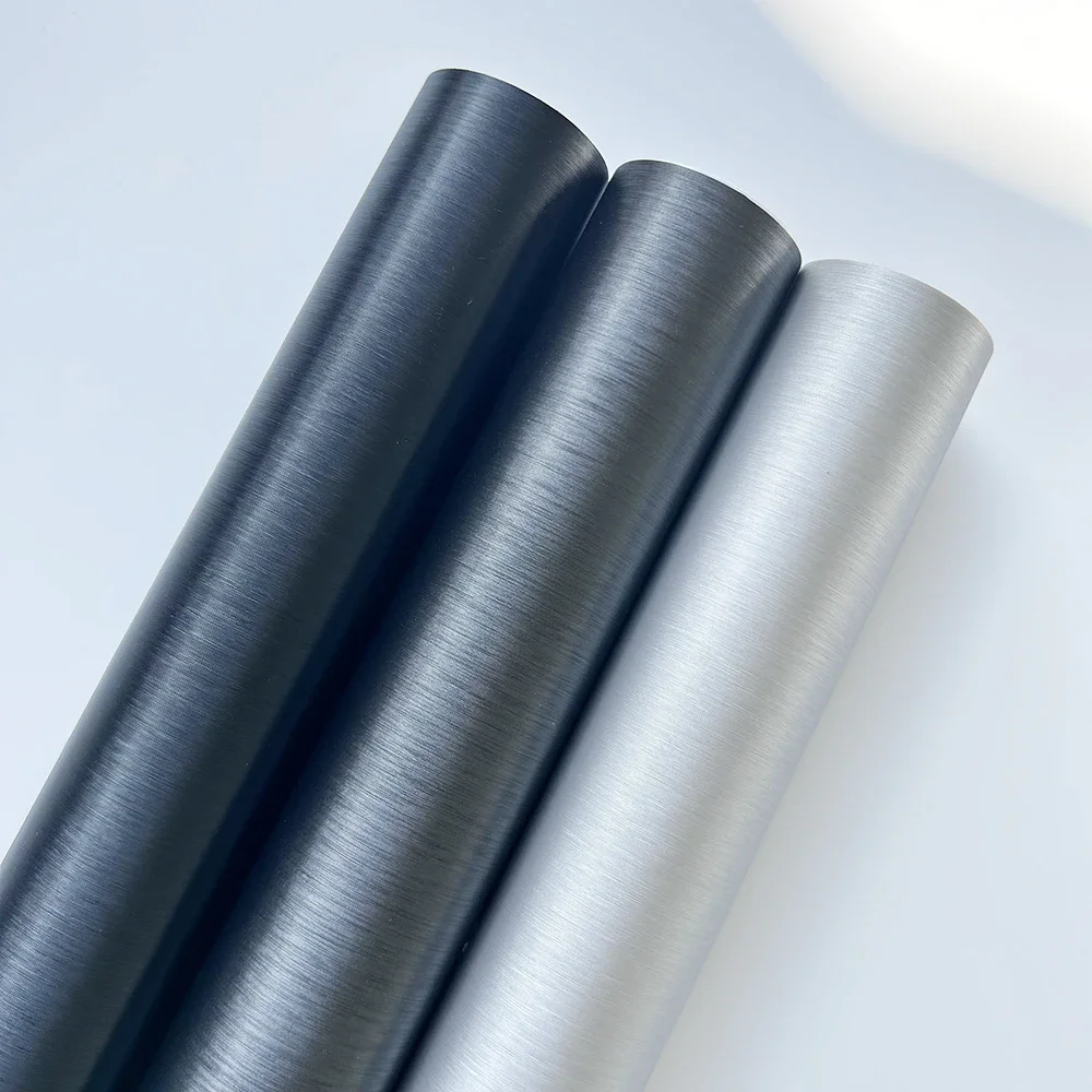 Matt Gebürstete Aluminium-Vinylfolie Silber Autoaufkleber PVC Selbstklebender Schutzaufkleber mit Luftfreisetzung Motorrad-Zubehör – Detail 3