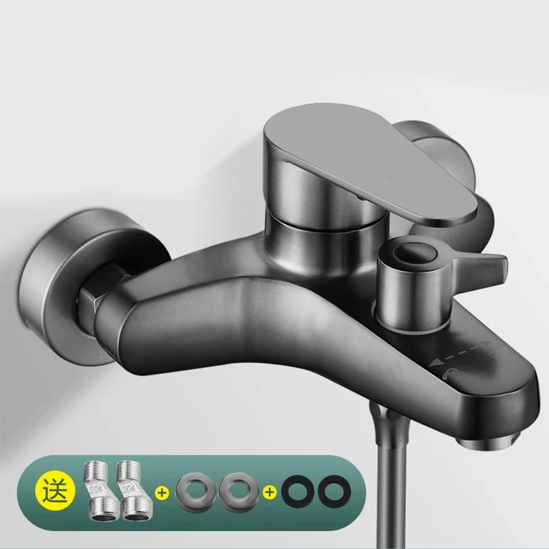 

Shower Head Bathroom Cold and Hot Mixing Valve Faucet Gray 304 Stainless Steel Bathtub Shower Tap Set Handheld