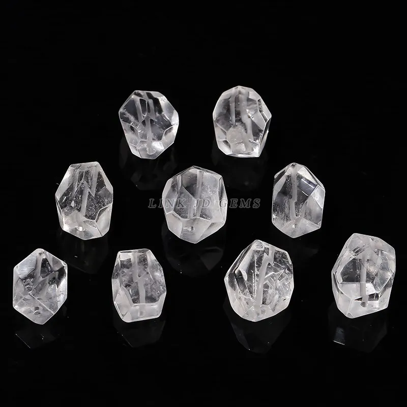 1 Pc Natural Rock Quartz Irregular Faceted Barrel Shape Bead Clear Crystal Spacer Bead For Jewelry Making Diy Necklace Accessory