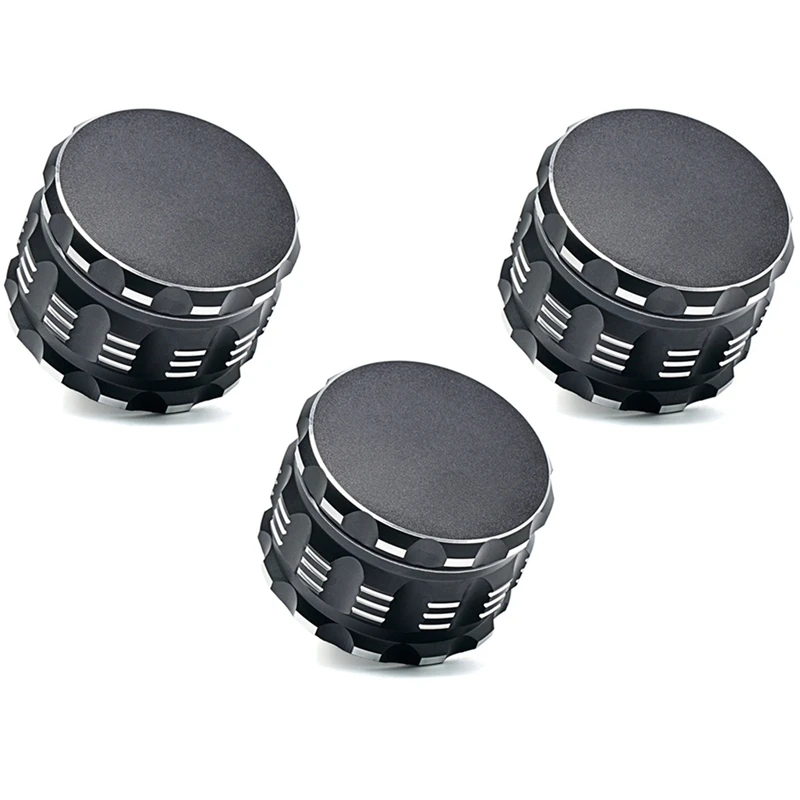 

3X Herb Grinder With Pollen Catcher Large 2.5 Inch Spice Grinder For Herb Spice Premium Aluminium Grinder - Black