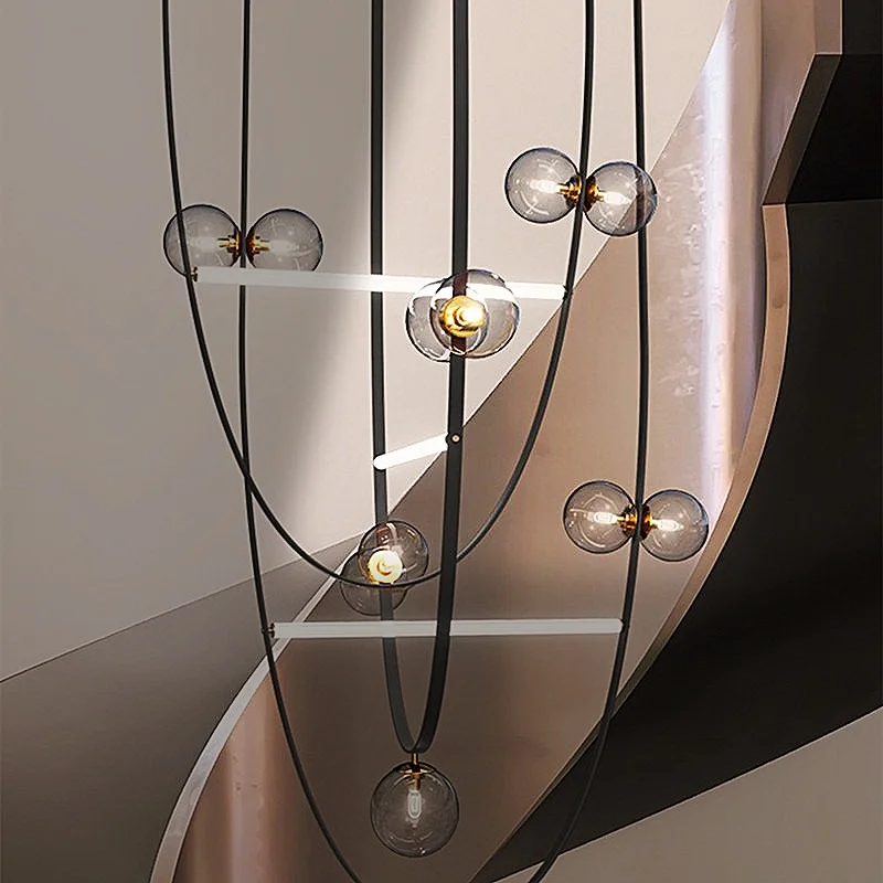 LED Pendant Light Personalized Glass Ball Leather for Living Room Dining Room Villa Staircase - Energy Efficient Lighting