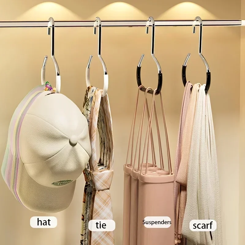1/2/5pcs Non-slip Hat Storage Hook Durable Clothes Hanger Circle Ring Hat Hanger Non-marking Scarf Towel Tie Hanging Rack
