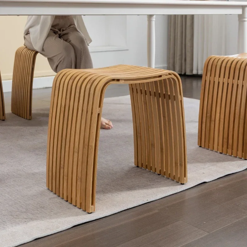 Simple Bamboo Living Room Dining Stool  Furniture Modern Home Casual Shoe Changing Stool Strong and Durable Dressing Chair