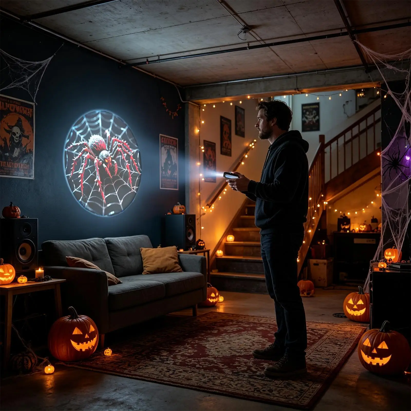 Spooky Projector Halloween 360 Degree Rotating USB Powered Scary Horror Night Lamp Lighting Projector For Home Haunted House
