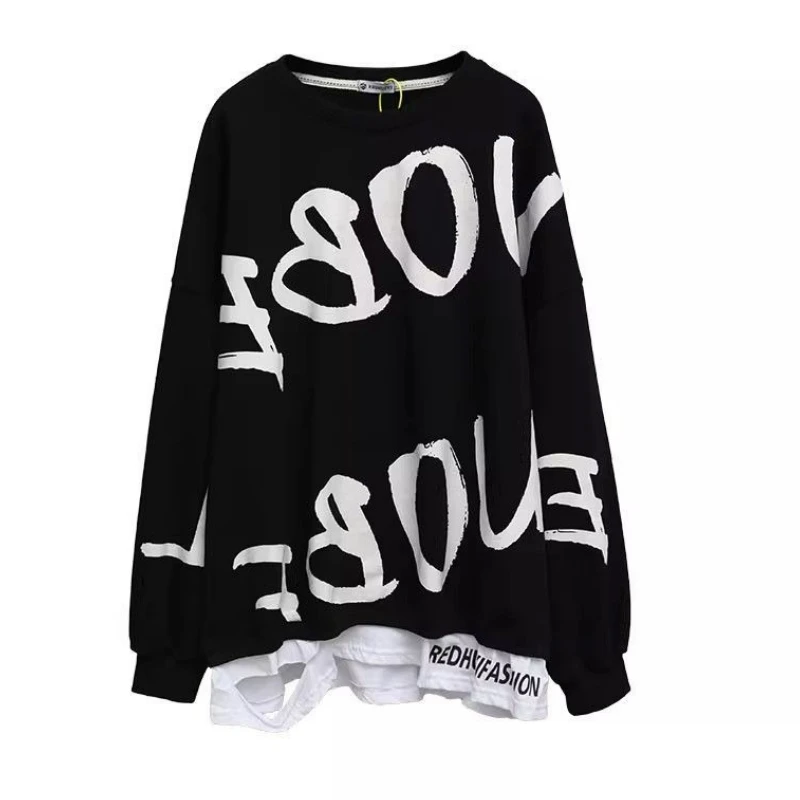 2026 Spring and Fall Sweatshirts Edition Men's and Women's Extra-large Size Loose Korean-style Letter Hoodie Thin Top Outerwear