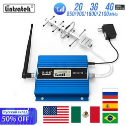 Lintratek 2G 3G 4G Di Động Khuếch Đại GSM 900 LTE 1800 WCDMA 2100MHz Dữ Liệu Mạng Điện Thoại Di Động Tăng Áp full Bộ Repeater + Anten