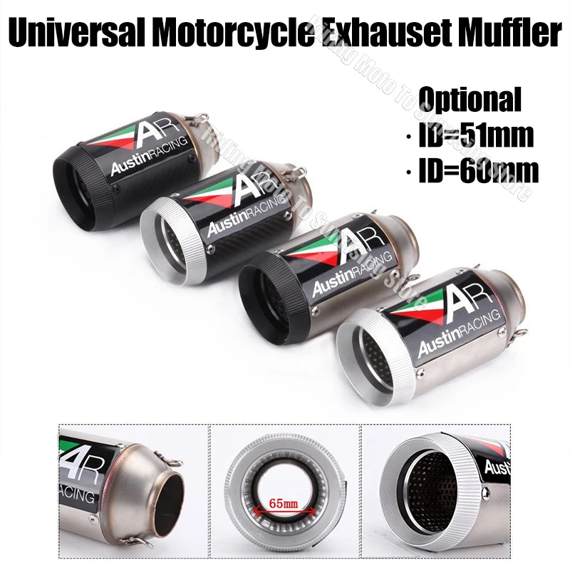 

51mm 60mm AR Motorcycle Modified Exhaust Muffler For Z250Z400Z900 Z1000ZX6RK7K8CBR300CBR1000S1000RRTmax530R3R6MT07MT09DUKE390ETC