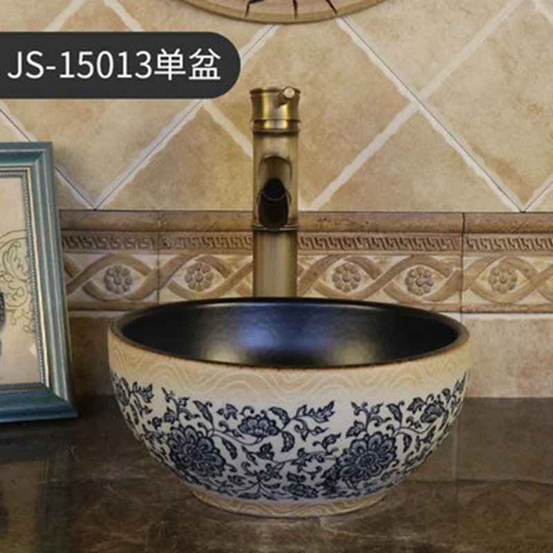 30cm Small Size Ceramic Bathroom Vessel Sink Hand Paint Porcelain Countertop Wash Basin from Jingdezhen