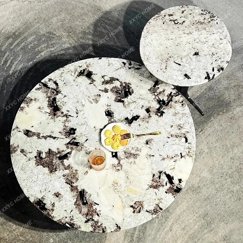 A Nai natural luxury stone coffee table minimalist light luxury villa large flat luxury stone round coffee table