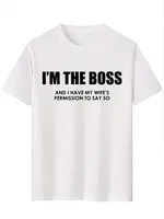 Vintage Funny I'm The Boss Funny Men Printed T Shirt Husband Wife Rules Novelty Gift Idea Birthday Ropa Hombre