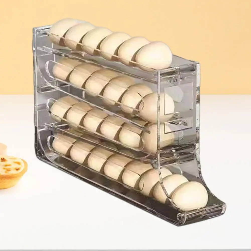 Egg Holder Capacity Automatic Egg Rack Holder with 4 Tiers Non-slip Design Multi-function Organizer for Eggs Storage Box