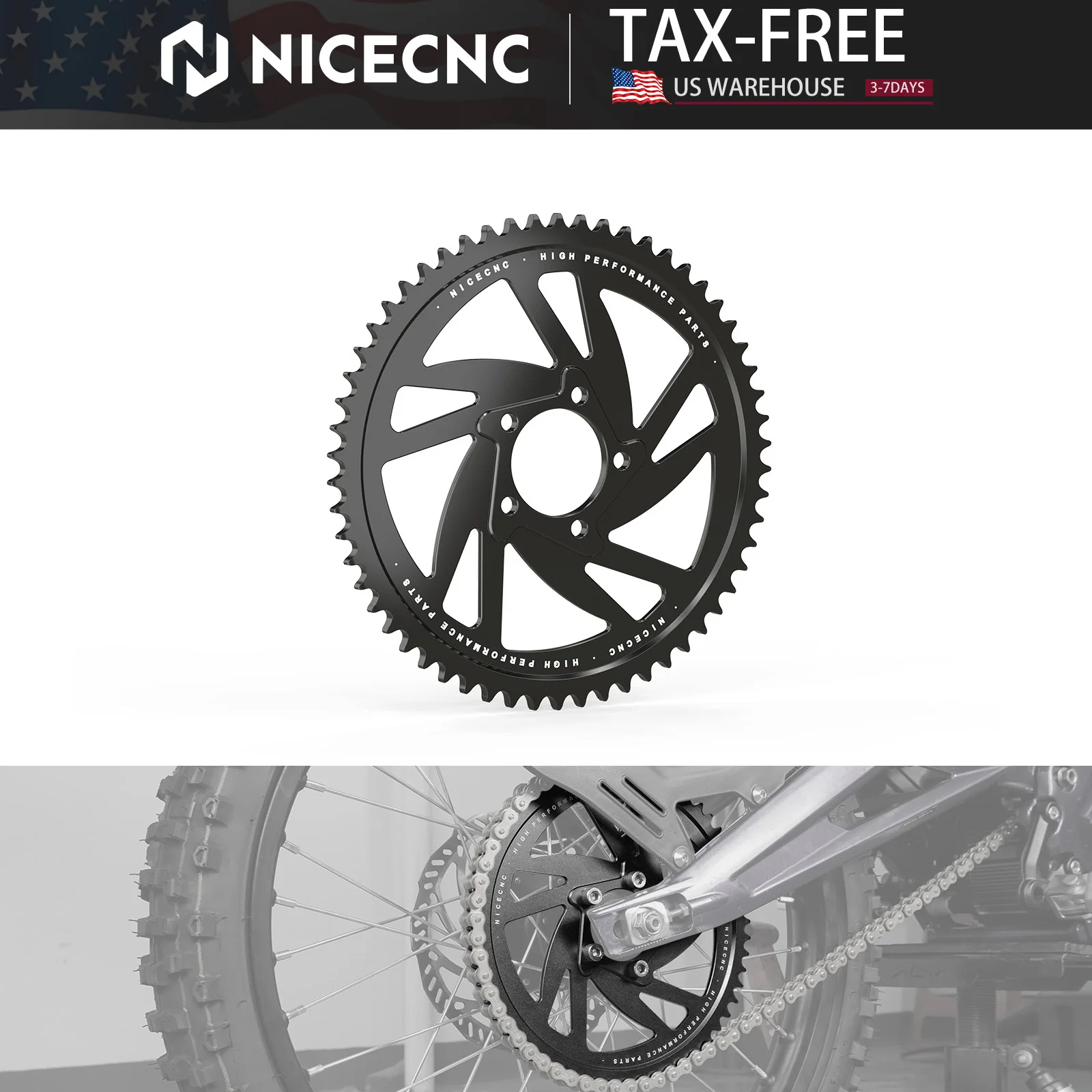 

NICECNC For Surron light bee X Aluminum 58T Rear Sprocket For SUR-RON light bee S L1E For Segway X160 X260 Electric Dirt Bike