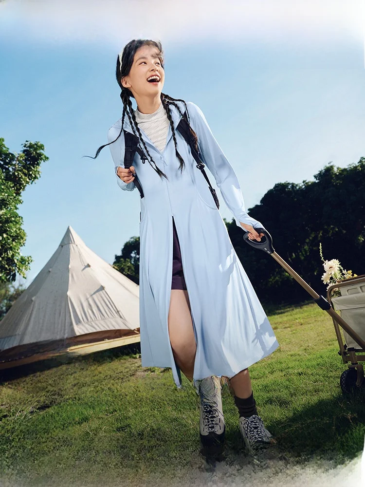 

Женская одежда Banana Le Long с защитой от ультрафиолета AL902: Новая дышащая солнцезащитная юбка-накидка из ледяного шелка с охлаждающим эффектом, полная защита тела