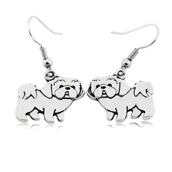 Vintage Cute Cartoon Shih Tzu Dog Charms Drop Earring Anime Animal Statement Dangle Earrings For Women Girl Party Gift Jewelry