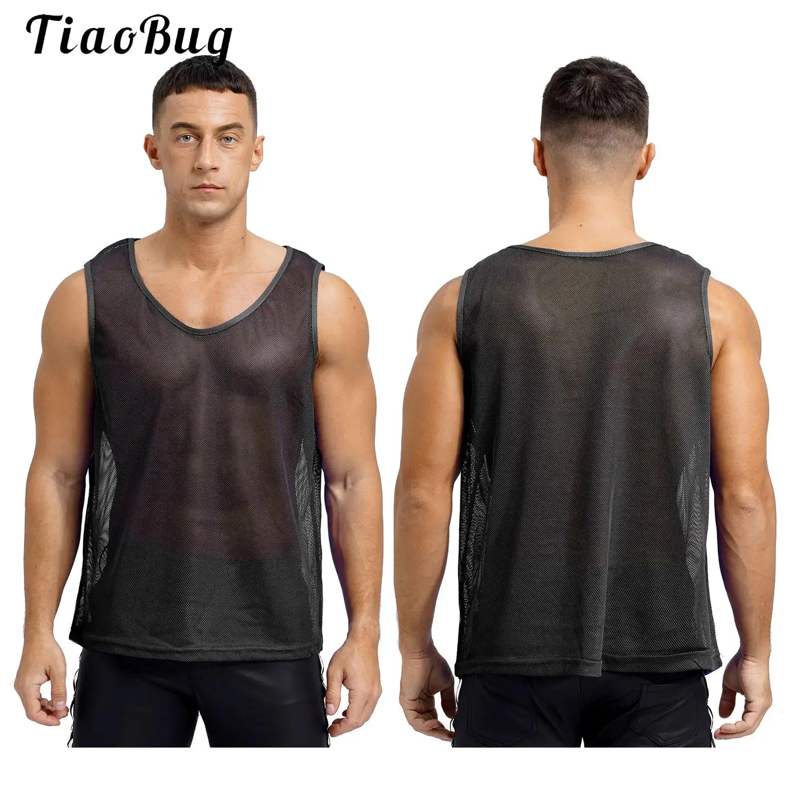 

Mens Hollow Out Mesh Training Vest Team Sportswear Round Neck Sleeveless Tank Top for Basketball Football Volleyball