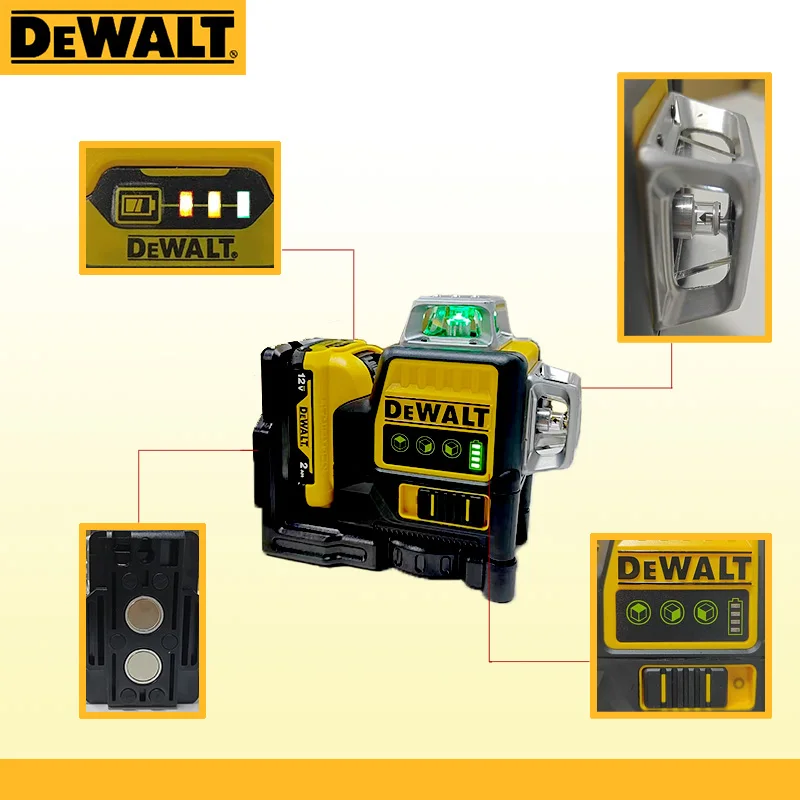 

DEWALT DW089LG 2025 Laser Level 12-Line 3-Side 360-Degree Vertical with 12V Lithium Battery Green Meter for Outdoor Use