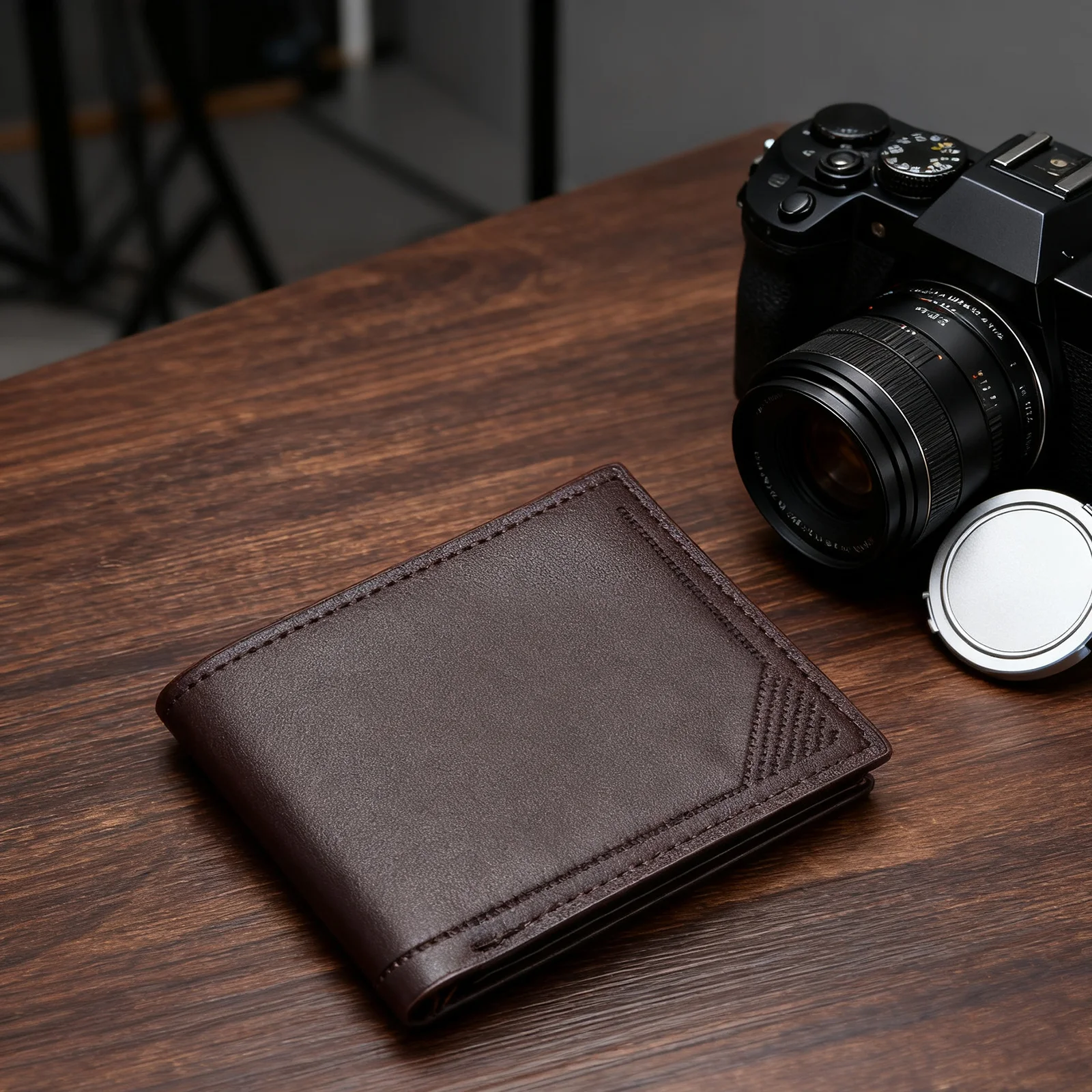 محفظة رفيعة للرجال بتصميم أفقي قصير، حامل بطاقات رفيع من جلد البولي يوريثان مع فتحة متعددة، حامل أموال عمل للرجال فكرة هدية #6