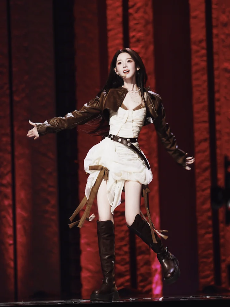 

Brown Short Cake Skirt Dress with Bowknot Waist Cinching Strapless Dress Chiffon Material Summer Collection Women's Fashion