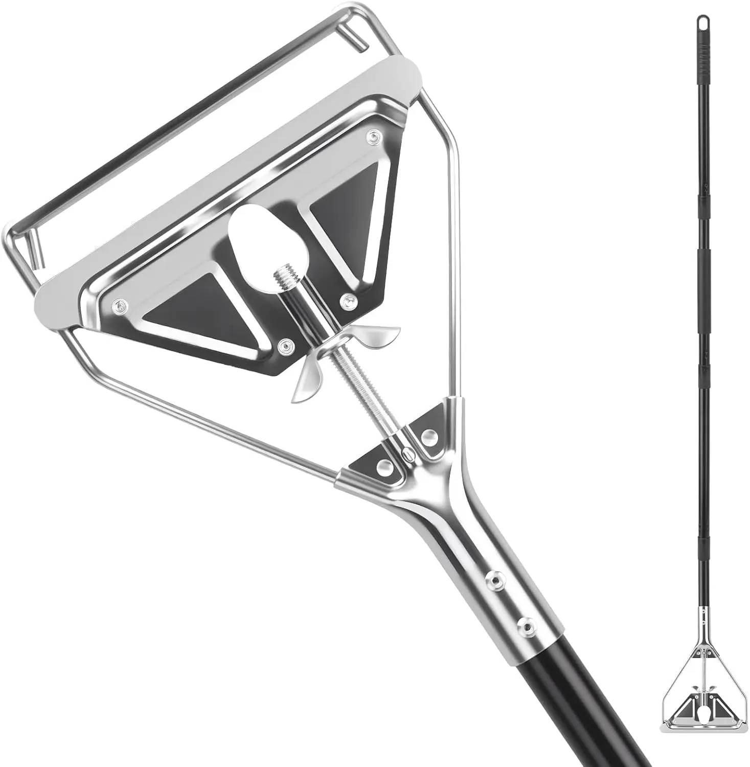 

60" Heavy Duty Metal Mop Handle for Commercial Floor Cleaning with Quick Change Side Gate