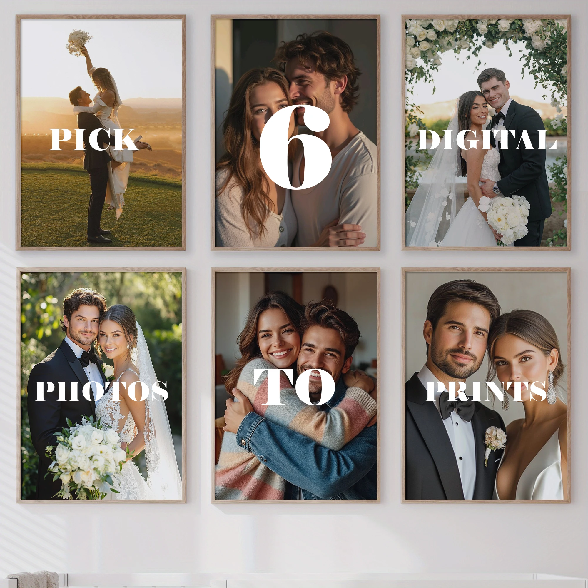 6pcs/set Custom Canvas Printing Personalized Photo Suitable for Family Life Pets Scenery Couple Weddings Home Decor Poster Gifts
