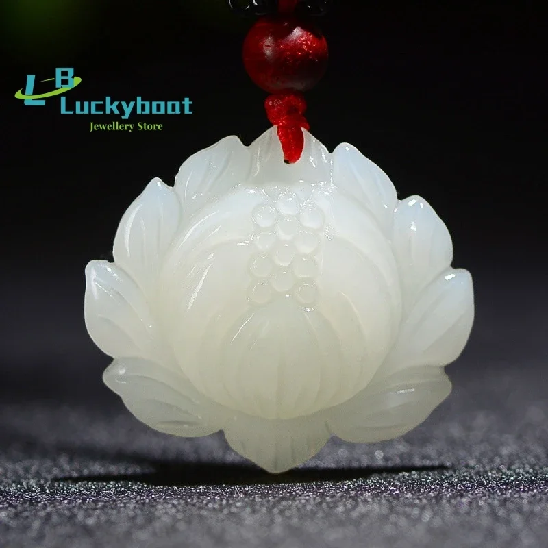

Натуральный нефрит Хэтянь ручной работы кулон в виде лотоса ретро темперамент ювелирные изделия модные для женщин и мужчин счастливые