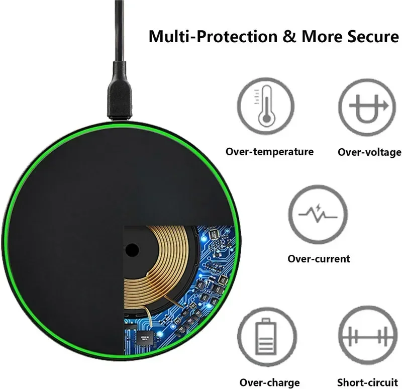 30W Wireless Charger Pad Stand Mobile Phone Chargers Fast Charging Dock Station For iPhone 15 14 13 12 11 Pro Max Samsung Xiaomi image 3