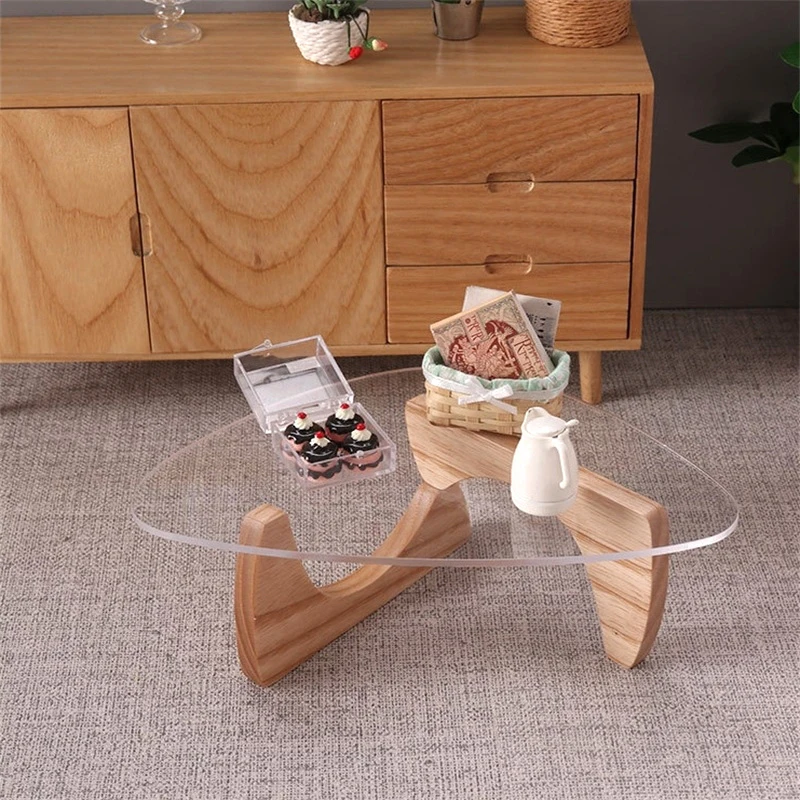 1:6 1:12 Dollhouse Miniature Dining Triangle Coffee Table Tea Table Model Accessories Living Room Furniture Home Decoration Toys