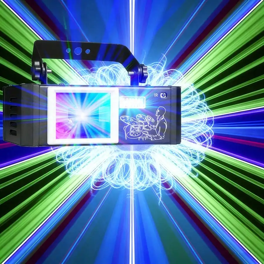 

Party lights 3D disco lights, strobe laser lights with 5in1effect, sound activation and DMX control, suitable for family parties