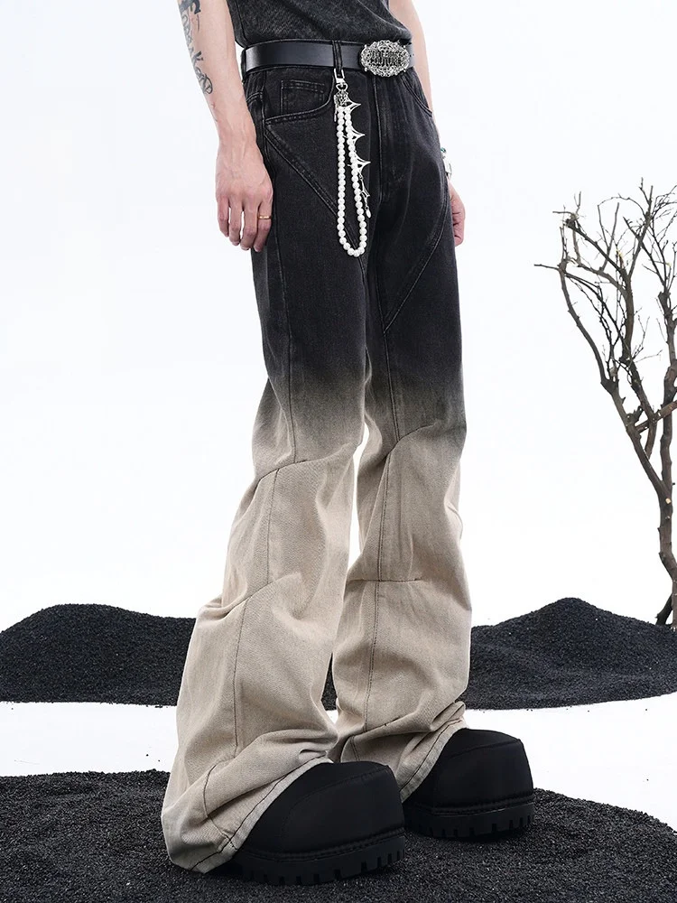 

Мужские длинные расклешенные джинсы StarTexceedend в американском ретро-стиле, с плиссировкой, синие, молодежные, свободного прямого кроя