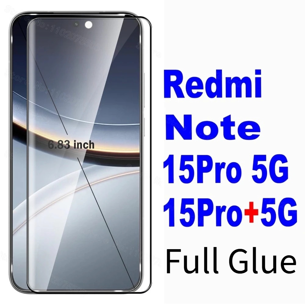 

1-2Pcs Full Glue Fingerprint Unlocking Tempered Glass for Xiaomi Redmi Note 15 Pro Plus Note 15 Pro Screen Protector Glass Film