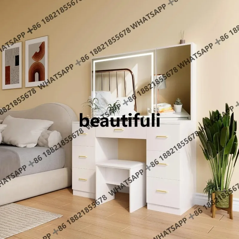 

RR Light luxury dresser, chest and cabinet integrated, modern simple rock slab multi-layer storage dressing table
