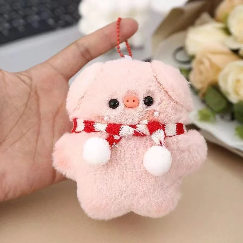 

11cm pink piglet squeaking doll pendant, girl's backpack pendant, cute plush doll keychain