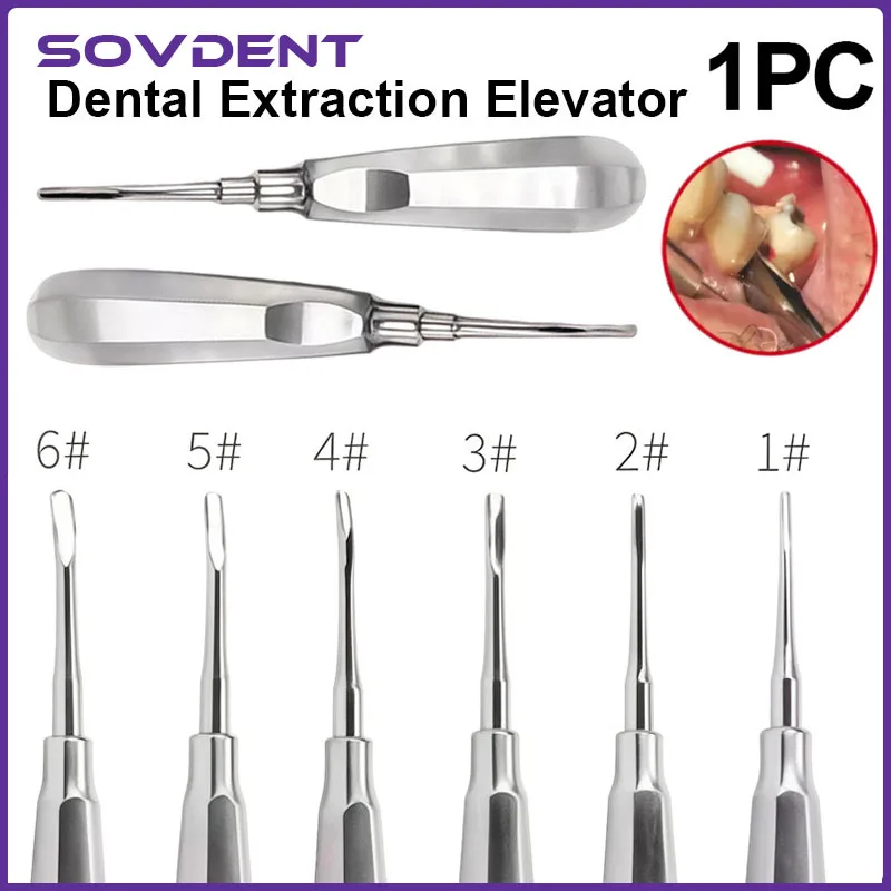 1Pc Dental Elevator Stainless Steel Dentist Tool Tooth Straight Curved Teeth Elevator Minimally Invasive Dentistry Tools