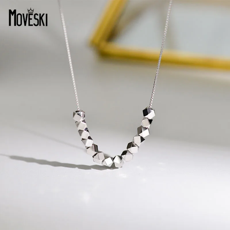 MOVESKI Geometric Fragmented Silver Pendant Necklace For Women 925 Sterling Silver Versatile Temperament Daily Jewelry