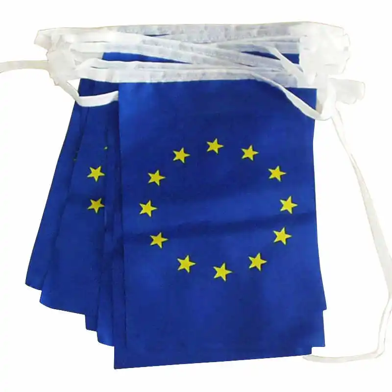 

20PCS Hanging EU Flag European Union Bunting Banners 14x21cm Polyester Printed 6M String For Home Garden Party Office Decoration