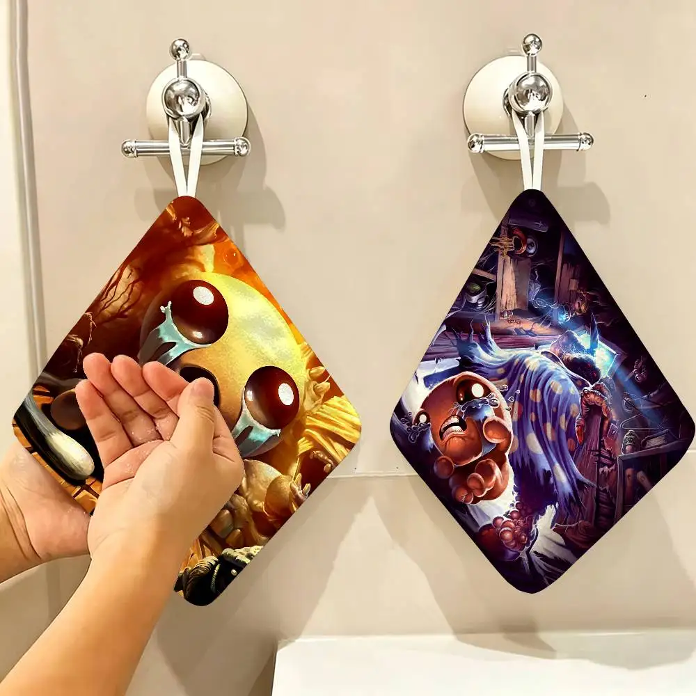 Binding Of Isaac Anime Polyester Cotton Hanging Kitchen Towel, Skin Friendly Hand Wiping Towel for Hotel Cafe Household