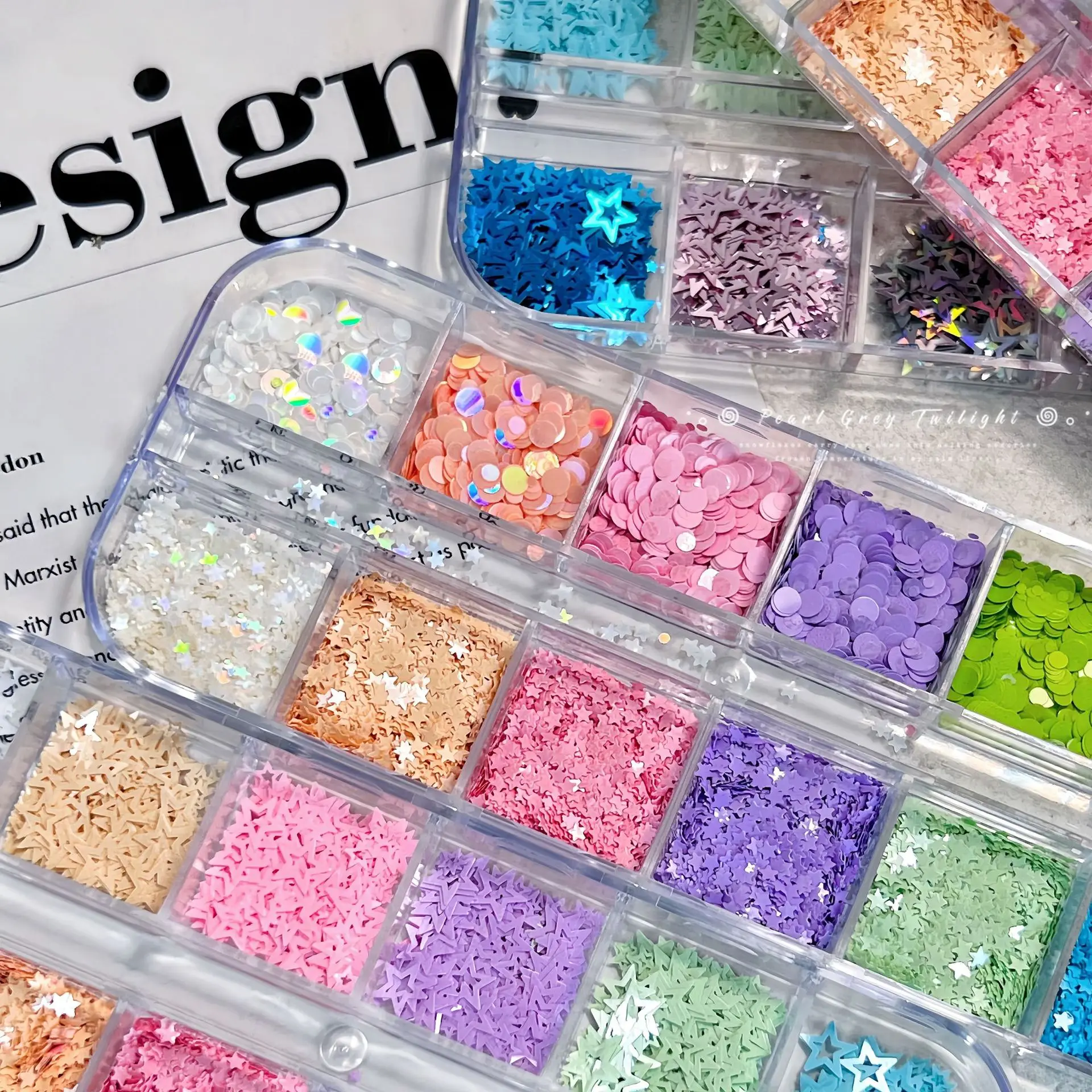 Macaron Pentagram Nail Glitter Jewelry Sparkling Star Wave Point Size Mixed Color DIY Nail Glitter Decoration