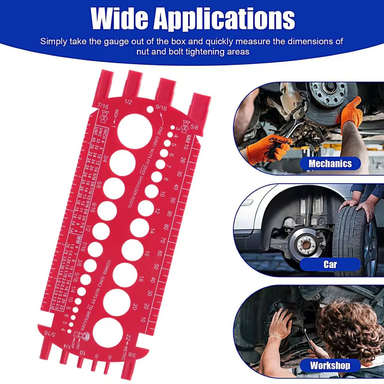 Nut Gauge Screw Size Measuring Ruler Electric Drill Drilling Measuring Instrument For Identification Bolts and Nuts Drill Tools