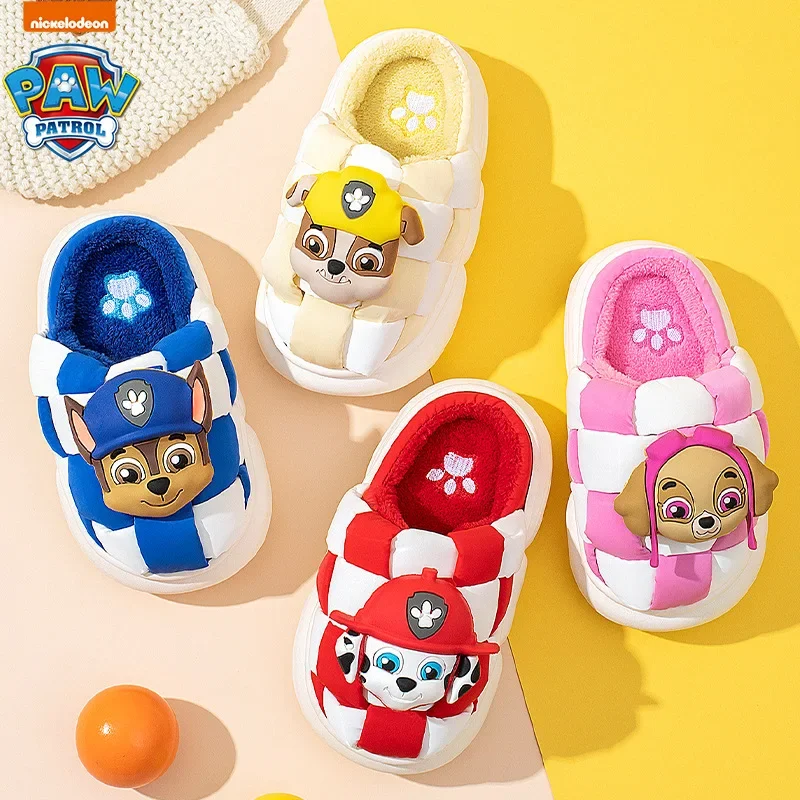 Paw Patrol antypoślizgowe dziecięce pluszowe kapcie Cute Cartoon miękka podeszwa klapki japonki dla dzieci dziewczyny chłopcy kryty ciepłe domowe