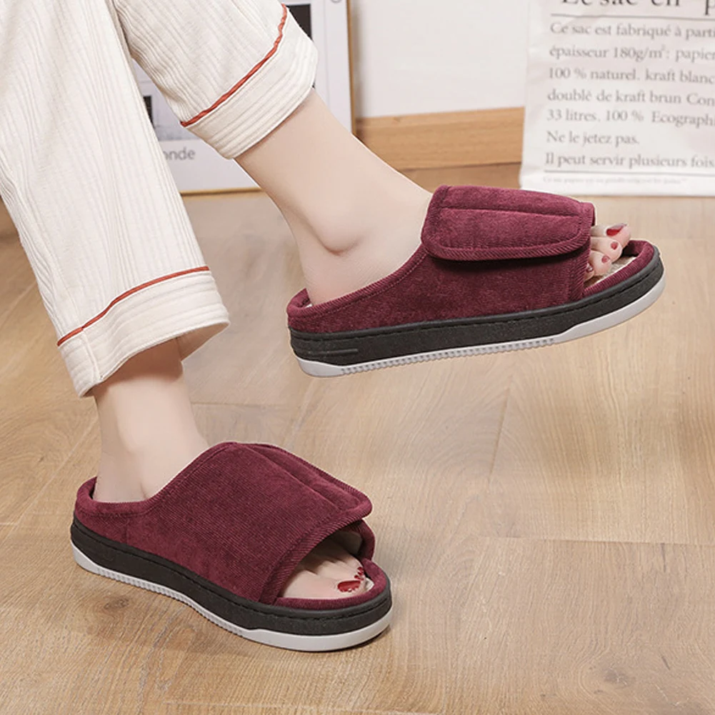 

Men Women's Diabetic Slippers Adjustable Slide Slippers Open Toe House Slippers with Rubber Sole for Indoor Outdoor