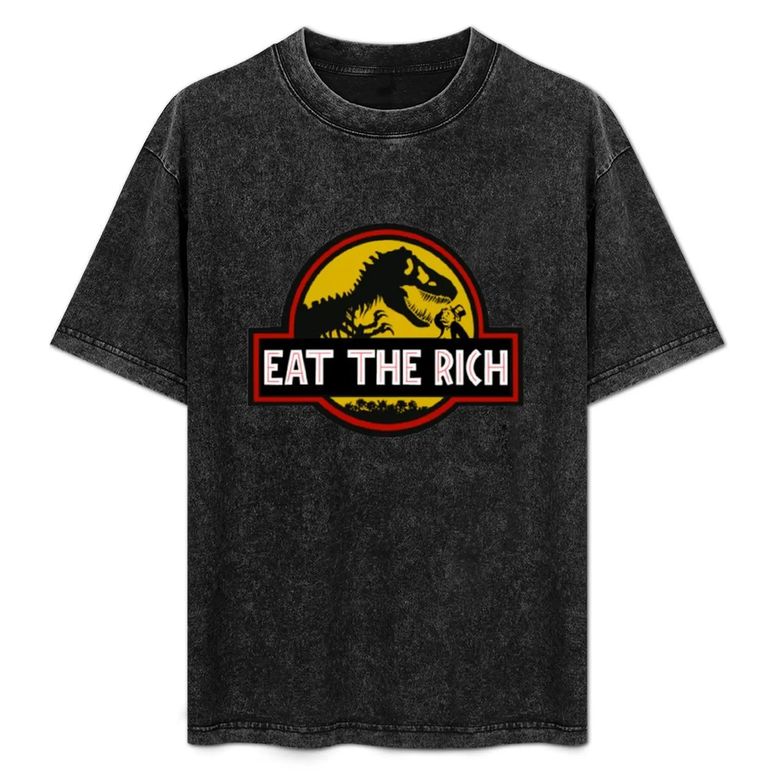 

Eat The Rich- Jurrasic Park Sticker T-Shirt Casual All Match Tee Shirt for Men